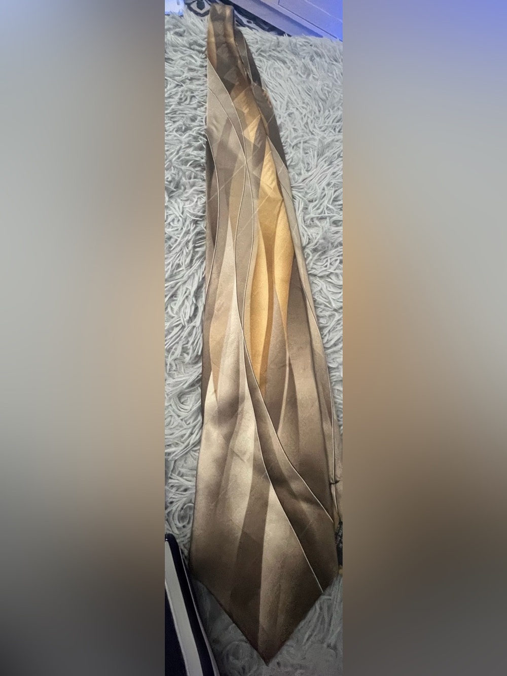George Asymmetrical tie in Metallic Taupe and Gold